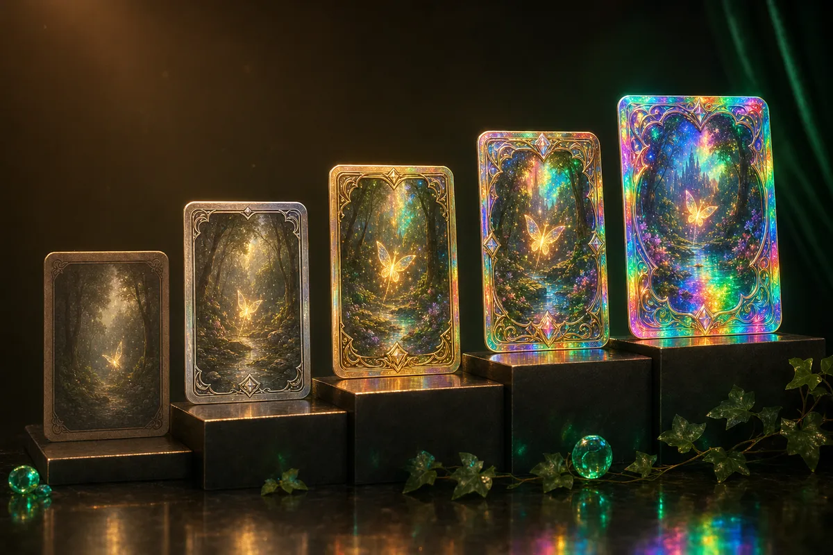 Disney Lorcana rarity tiers from Common to Enchanted shown by foil intensity